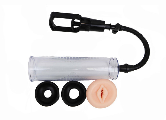 Прозрачная вакуумная помпа для пениса с 3 насадками Intern Прозрачная вакуумная помпа для пениса с 3 насадками Intern
