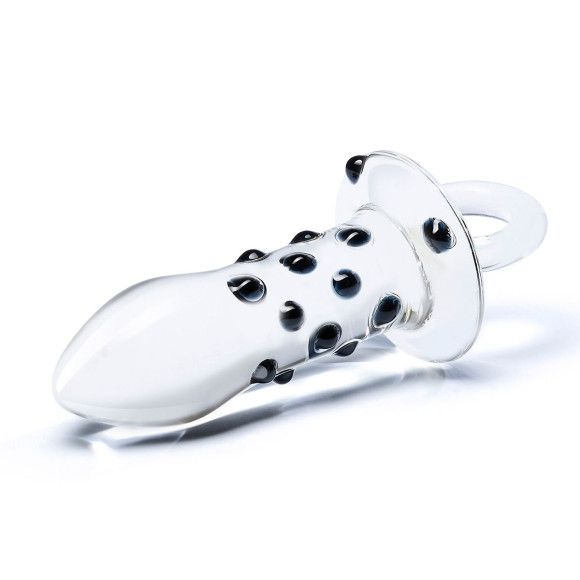 Мини-пробочка из стекла с черными пупырышками, 8 см Мини-пробочка из стекла с черными пупырышками, 8 см