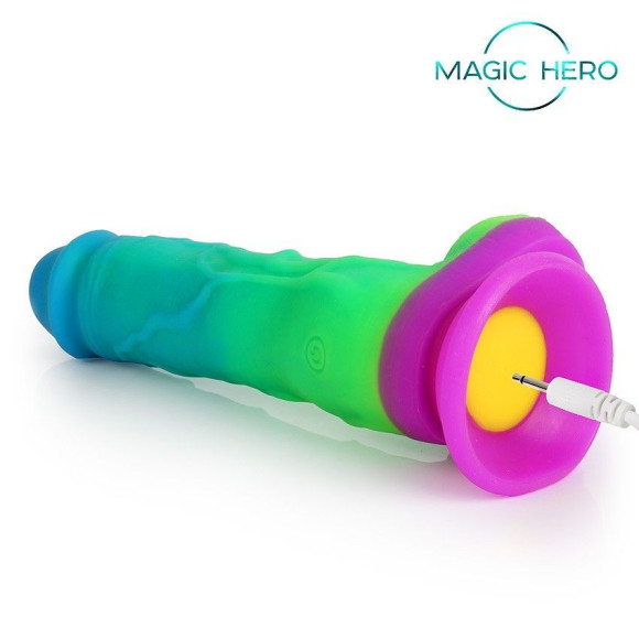 Яркий вибратор с возвратно-поступательными движениями и пультом ДУ - 21 см. Яркий вибратор с возвратно-поступательными движениями и пультом ДУ - 21 см.