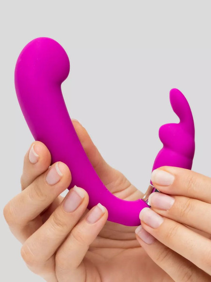 Лиловый вибратор Mini G-Spot Curve Vibe с клиторальным зайчиком Лиловый вибратор Mini G-Spot Curve Vibe с клиторальным зайчиком