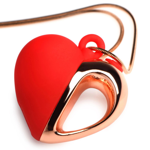 Красное ожерелье с подвеской-вибратором 10X Vibrating Silicone Heart Necklace Красное ожерелье с подвеской-вибратором 10X Vibrating Silicone Heart Necklace