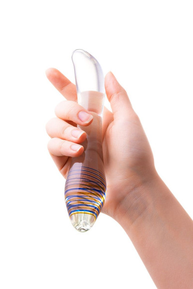 Стеклянный прозрачный фаллоимитатор с двухцветным кончиком - 22 см. Стеклянный прозрачный фаллоимитатор с двухцветным кончиком - 22 см.