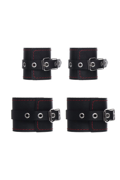 Черная распорка с 4 манжетами для рук и ног Черная распорка с 4 манжетами для рук и ног