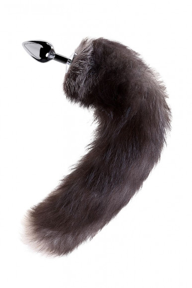 Большая серебристая металлическая анальная втулка с хвостом-чернобуркой Большая серебристая металлическая анальная втулка с хвостом-чернобуркой