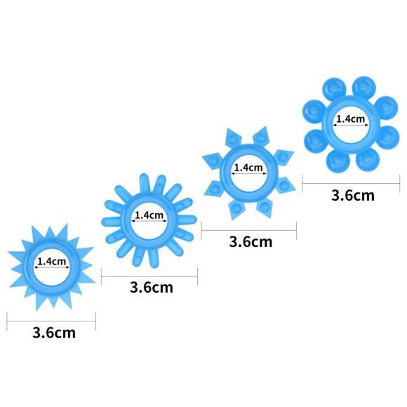 Набор из 4 голубых, светящихся в темноте эрекционных колец Lumino Play Набор из 4 голубых, светящихся в темноте эрекционных колец Lumino Play