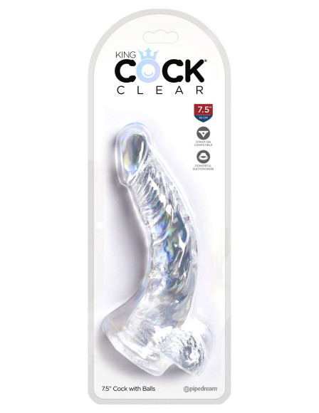 Прозрачный фаллоимитатор 7.5 Cock with Balls - 21,6 см. Прозрачный фаллоимитатор 7.5 Cock with Balls - 21,6 см.
