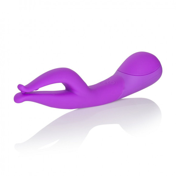 Фиолетовый вибромассажер Impress Dual Kiss со стимуляцией клитора - 15 см. Фиолетовый вибромассажер Impress Dual Kiss со стимуляцией клитора - 15 см.