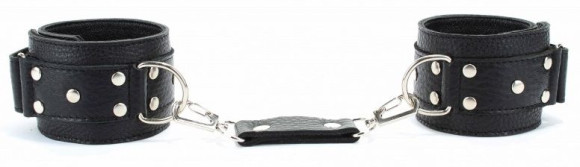 Черные кожаные оковы на липучке Черные кожаные оковы на липучке