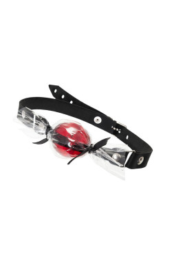 Красный кляп-леденец на кожаных ремешках Красный кляп-леденец на кожаных ремешках