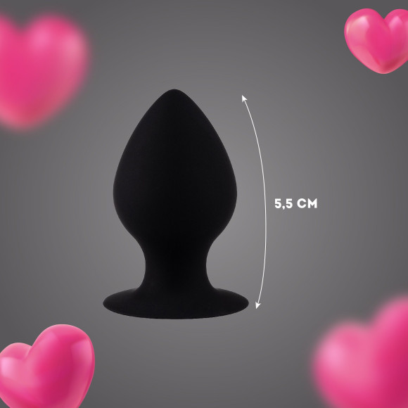 Черная анальная пробка с ограничителем - 5,5 см. Черная анальная пробка с ограничителем - 5,5 см.