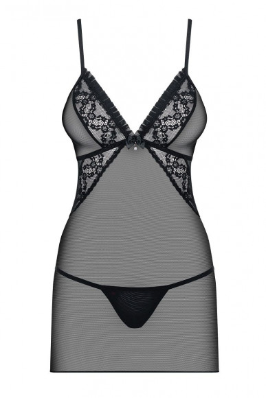 Облегающая сорочка с рюшами на лифе и ниже спинки