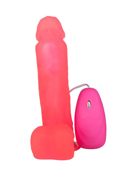 Розовый гелевый вибратор на присоске - 19 см. Розовый гелевый вибратор на присоске - 19 см.