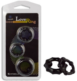 Набор из 3 черных рельефных эрекционных колец Набор из 3 черных рельефных эрекционных колец