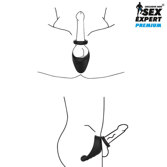 Двойное эрекционное кольцо со стимулятором промежности Двойное эрекционное кольцо со стимулятором промежности