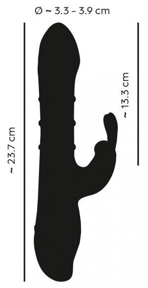 Красный вибратор-кролик с 3 подвижными кольцами Rabbit Vibrator with 3 Moving Rings - 23,7 см.