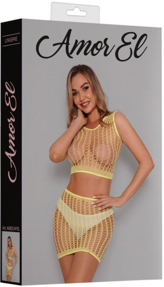 Яркий сетчатый комплект: топ и юбка Яркий сетчатый комплект: топ и юбка