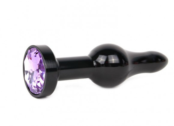 Удлиненная шарикообразная черная анальная втулка с сиреневым кристаллом - 10,3 см. Удлиненная шарикообразная черная анальная втулка с сиреневым кристаллом - 10,3 см.
