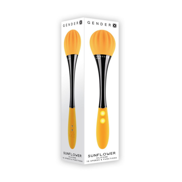 Черно-желтый двусторонний вибратор Sunflower - 20 см. Черно-желтый двусторонний вибратор Sunflower - 20 см.