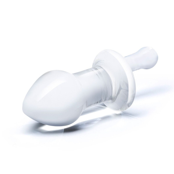 Прозрачный стеклянный анальный плаг с ручкой - 12 см. Прозрачный стеклянный анальный плаг с ручкой - 12 см.