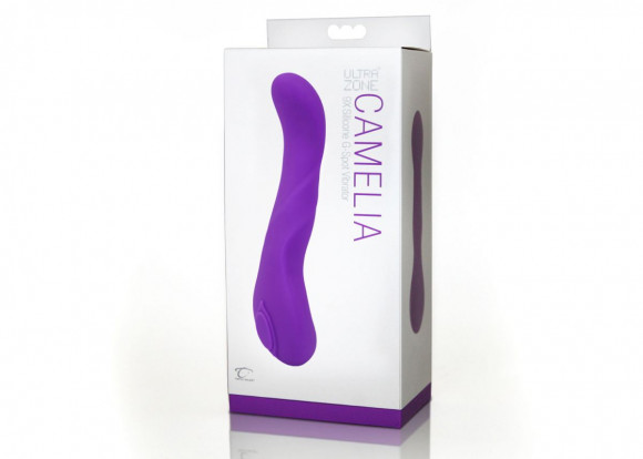 Фиолетовый вибромассажёр с загнутой головкой UltraZone Camelia 9X Silicone G-Spot Vibrator - 17 см.