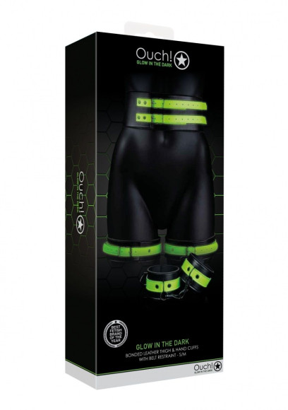 Набор для бондажа Thigh Cuffs with Belt and Handcuffs - размер S-M