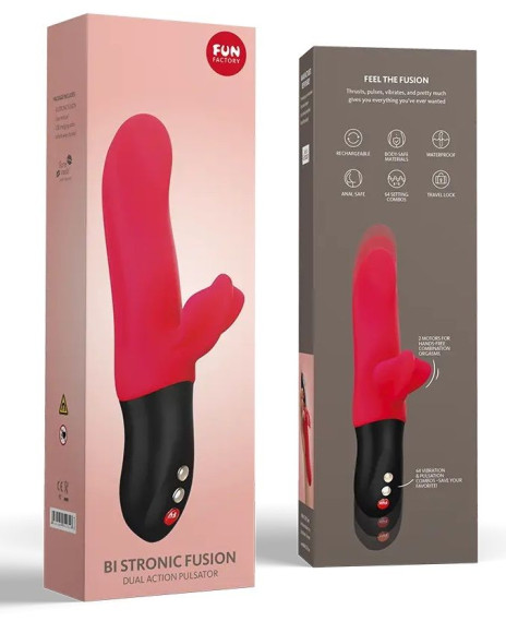 Красный пульсатор с клиторальным лепестком Bi Stronic Fusion - 21,5 см. Красный пульсатор с клиторальным лепестком Bi Stronic Fusion - 21,5 см.