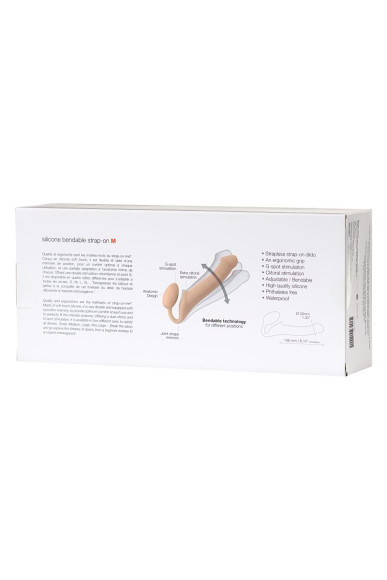 Телесный безремневой страпон Silicone Bendable Strap-On - size M Телесный безремневой страпон Silicone Bendable Strap-On - size M