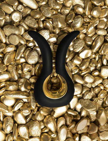 Чёрный сплит-вибратор Gvibe Mini Gold с покрытием золотом Чёрный сплит-вибратор Gvibe Mini Gold с покрытием золотом