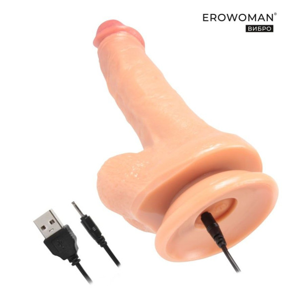 Телесный реалистичный вибратор Erowoman - 21 см. Телесный реалистичный вибратор Erowoman - 21 см.