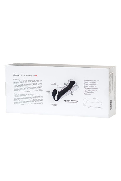 Черный безремневой страпон Silicone Bendable Strap-On - size M Черный безремневой страпон Silicone Bendable Strap-On - size M