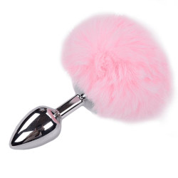 Серебристая анальная втулка с розовым хвостиком Alive Metal Anal Fluffly Plug S Серебристая анальная втулка с розовым хвостиком Alive Metal Anal Fluffly Plug S