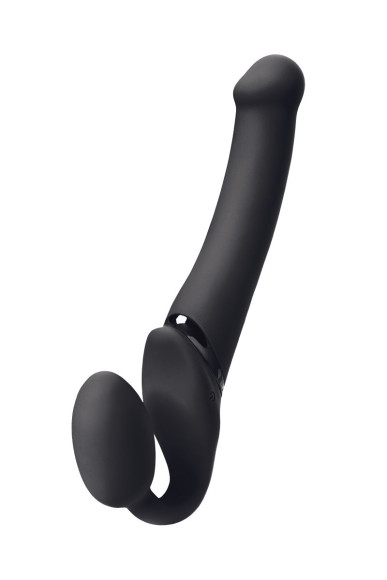 Черный безремневой вибрострапон Silicone Bendable Strap-On - size M Черный безремневой вибрострапон Silicone Bendable Strap-On - size M