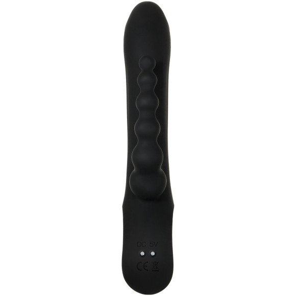 Черный вибромассажер с тройной стимуляцией Trifecta - 21,6 см. Черный вибромассажер с тройной стимуляцией Trifecta - 21,6 см.