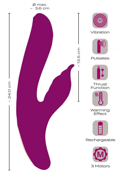 Лиловый вибратор-кролик 4 Function Vibrator - 24 см.