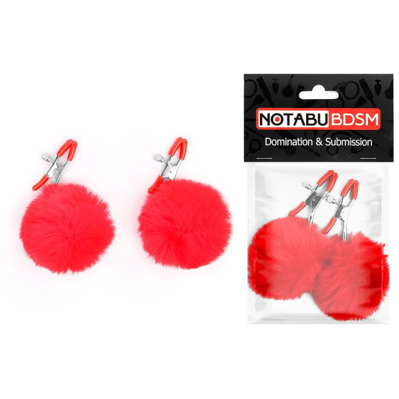 Зажимы для сосков с красным пушком Зажимы для сосков с красным пушком