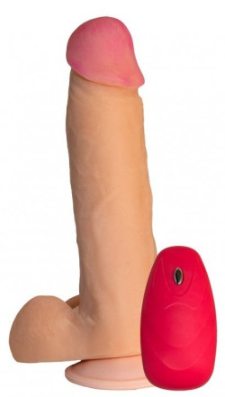 Телесный реалистичный вибратор №63 с проводным пультом - 19 см. Телесный реалистичный вибратор №63 с проводным пультом - 19 см.