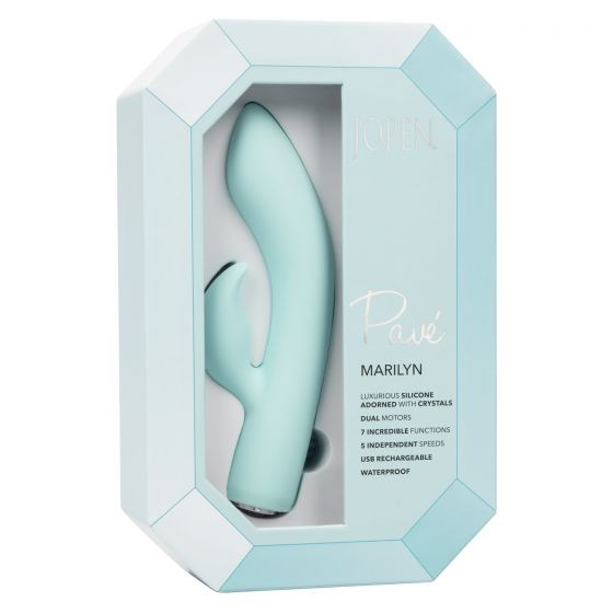 Нежно-голубой вибромассажер-кролик Pave Marilyn - 18,5 см. Нежно-голубой вибромассажер-кролик Pave Marilyn - 18,5 см.