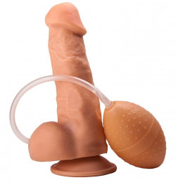 Фаллоимитатор-реалистик на присоске с имитацией эякуляции - 17,8 см. Фаллоимитатор-реалистик на присоске с имитацией эякуляции - 17,8 см.