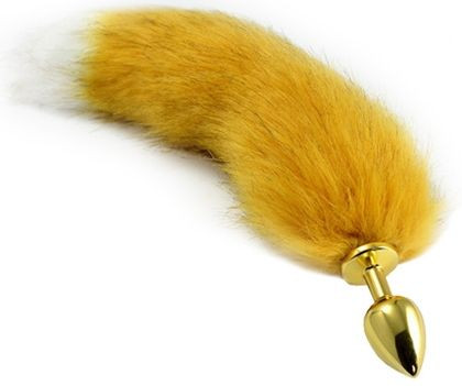 Золотистая анальная пробка с лисьим хвостиком Золотистая анальная пробка с лисьим хвостиком