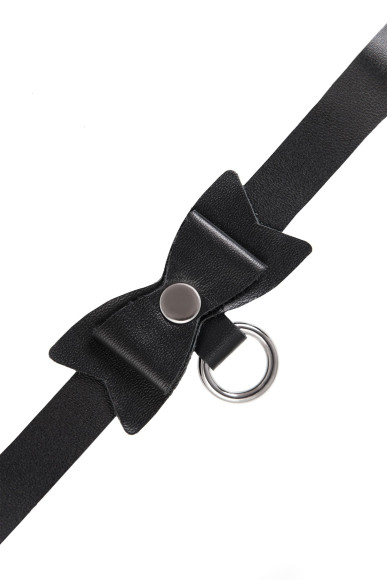 Черный чокер-ошейник с бабочкой и колечком Черный чокер-ошейник с бабочкой и колечком