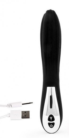 Черный вибромассажер с 12 режимами вибрации - 23 см. Черный вибромассажер с 12 режимами вибрации - 23 см.