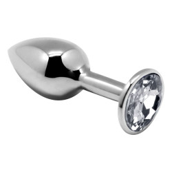 Серебристая анальная втулка с прозрачным кристаллом Mini Metal Butt Plug Size S - 7 см. Серебристая анальная втулка с прозрачным кристаллом Mini Metal Butt Plug Size S - 7 см.