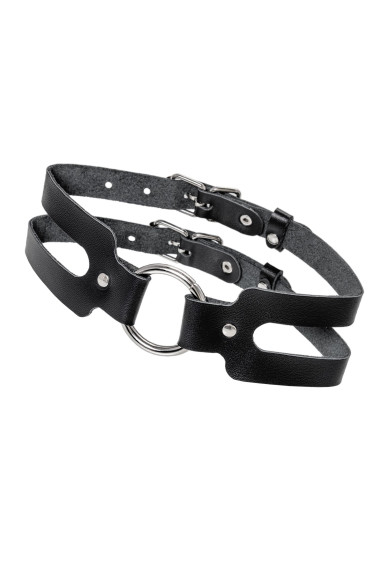 Черный кожаный чокер-ошейник из двух ремешков