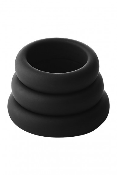 Набор из 3 черных эрекционных колец Smooth Silicone Cockring Pack