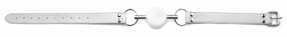 Белый кляп-шар на кожаных ремешках Белый кляп-шар на кожаных ремешках