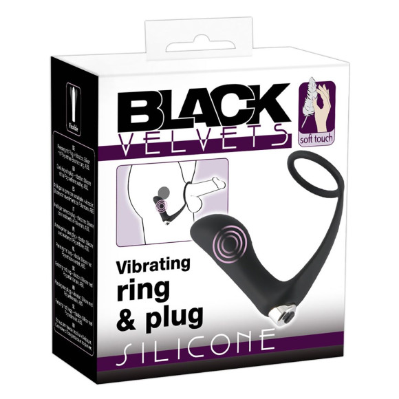 Черное эрекционное кольцо с анальной вибропробкой Vibrating Ring & Plug Черное эрекционное кольцо с анальной вибропробкой Vibrating Ring & Plug