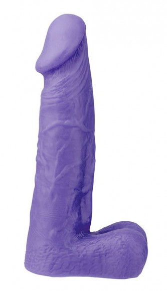 Фиолетовый фаллоимитатор XSKIN 6 PVC DONG с мошонкой - 15 см. Фиолетовый фаллоимитатор XSKIN 6 PVC DONG с мошонкой - 15 см.