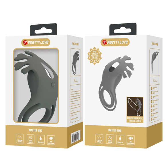 Серое эрекционное кольцо с вибрацией Ruben Серое эрекционное кольцо с вибрацией Ruben