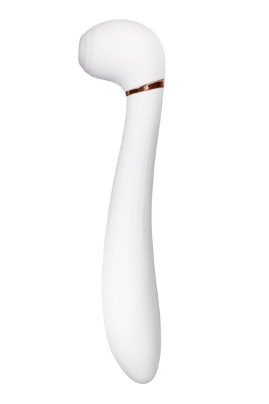 Белый вибратор с вакуумной стимуляцией Jasmine - 23 см. Белый вибратор с вакуумной стимуляцией Jasmine - 23 см.