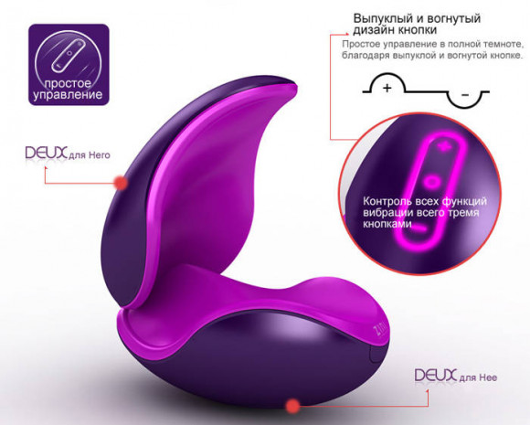 Фиолетовый вибратор для пары 2 в 1 ZINI DEUX Фиолетовый вибратор для пары 2 в 1 ZINI DEUX
